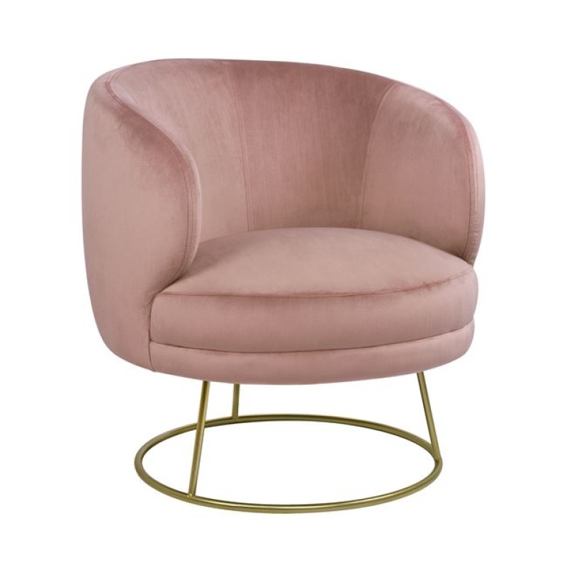VELVET ARMCHAIR ARIEN FK8403.02 DUSTY PINK, GOLDEN BASE 80x75x82cm