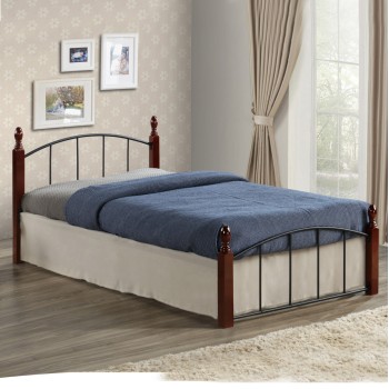 FK381 Bed MAKAI, Metallic-RUBBERWOOD, 90x190, Walnut