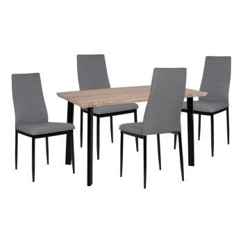 Set Dining Table 5 pieces Sonama desktop & 4 Grey Chair FK10355 110x70x75,5 cm