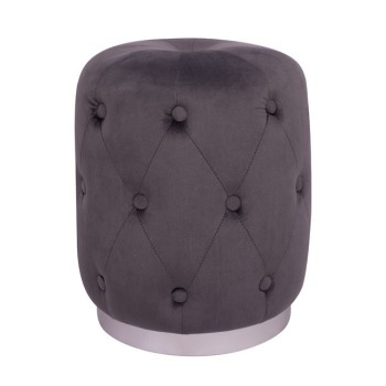 Velvet stool Torrie FK8405.01 grey with silver base ''37x46cm