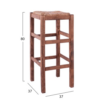Wooden stool without back with straw FK10378.01 Wooden stool without back with straw FK10378.01