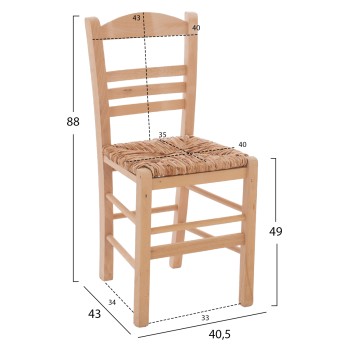 Traditional chair with straw unpainted FK10369.02 Traditional chair with straw unpainted FK10369.02