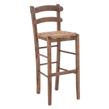 Traditional Stool with straw Walnut color FK10372.01