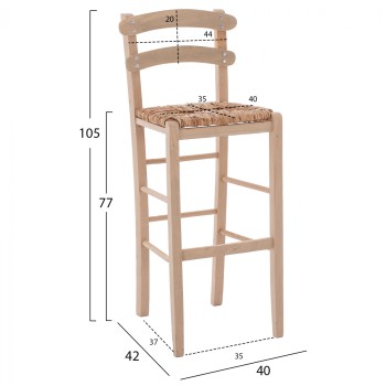 Traditional Stool with straw Unpainted FK10372.02 Traditional Stool with straw Unpainted FK10372.02