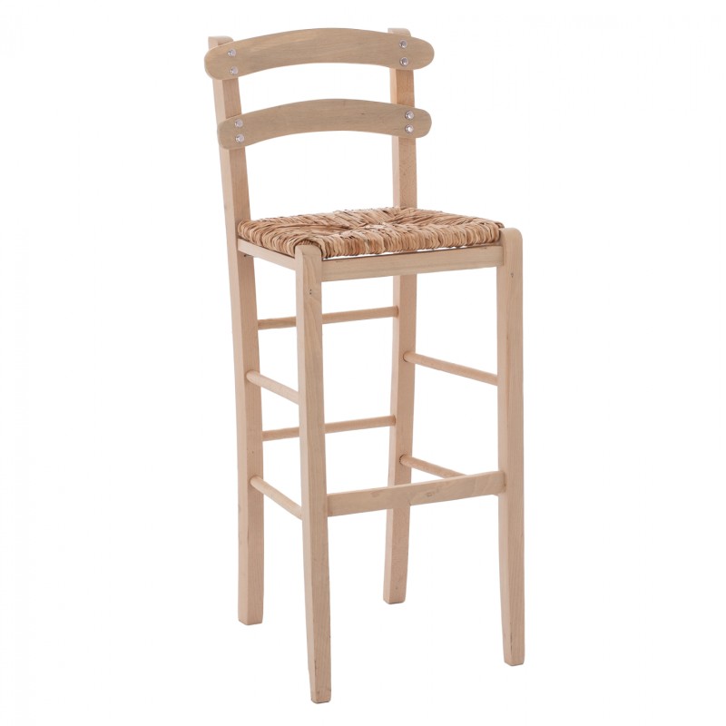 Traditional Stool with straw Unpainted FK10372.02 Traditional Stool with straw Unpainted FK10372.02