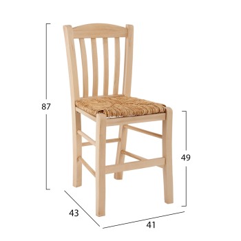 Traditional chair with straw unpainted FK10376.02 Traditional chair with straw unpainted FK10376.02
