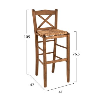 Traditional Stool Walnut with straw FK10375.01 Traditional Stool Walnut with straw FK10375.01
