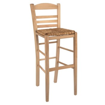 Stool with straw unpainted FK10377.02