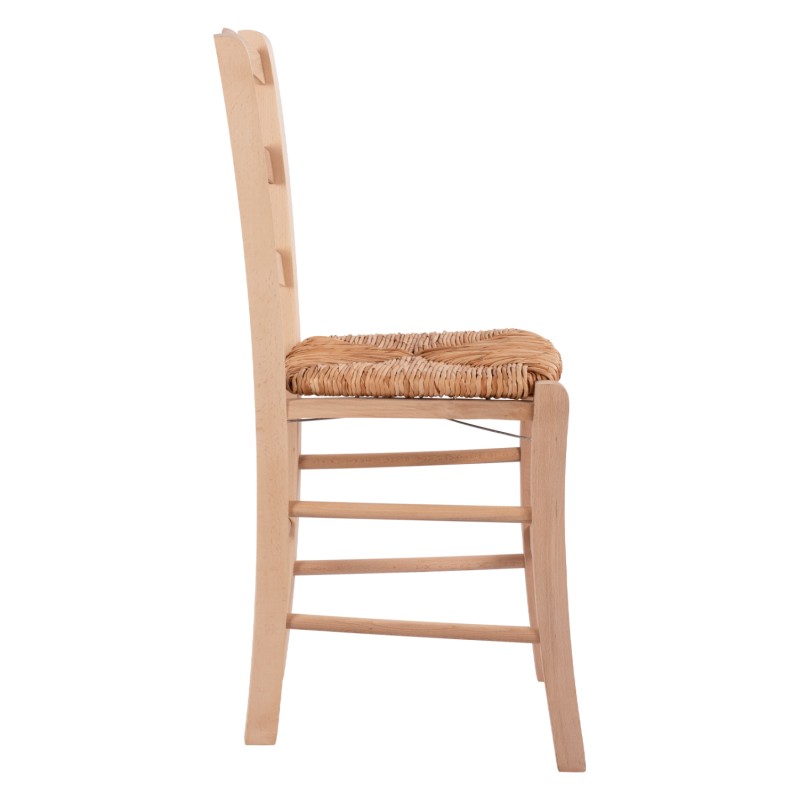 Traditional unpainted chair Paros from solid beech wood with straw FK10379.02 Traditional unpainted chair Paros from solid beech wood with straw FK10379.02