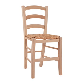 Traditional unpainted chair Paros from solid beech wood with straw FK10379.02