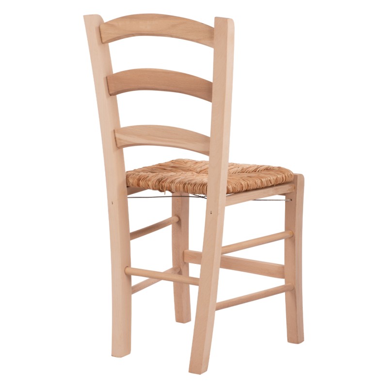 Traditional unpainted chair Paros from solid beech wood with straw FK10379.02 Traditional unpainted chair Paros from solid beech wood with straw FK10379.02