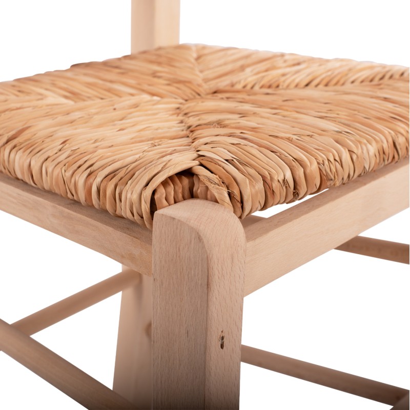 Traditional unpainted chair Paros from solid beech wood with straw FK10379.02 Traditional unpainted chair Paros from solid beech wood with straw FK10379.02