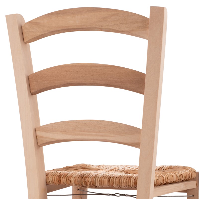 Traditional unpainted chair Paros from solid beech wood with straw FK10379.02 Traditional unpainted chair Paros from solid beech wood with straw FK10379.02