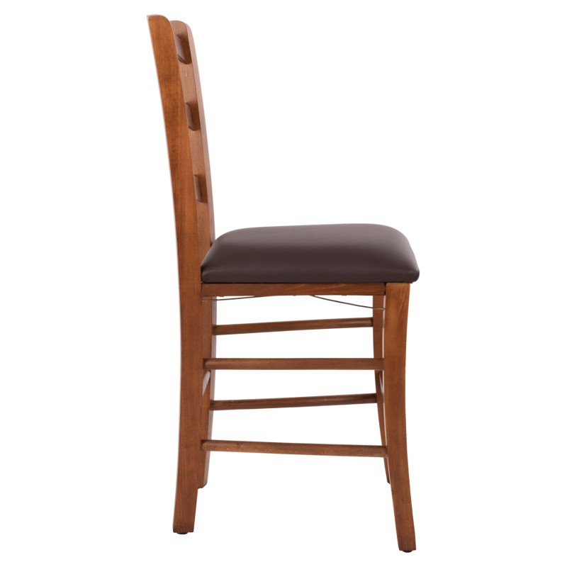 Chair in walnut color Paros FK5584 with PU brown seat 43x40x88 cm Chair in walnut color Paros FK5584 with PU brown seat 43x40x88 cm