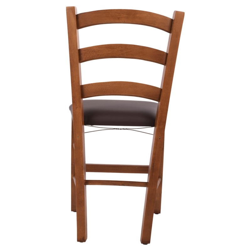 Chair in walnut color Paros FK5584 with PU brown seat 43x40x88 cm Chair in walnut color Paros FK5584 with PU brown seat 43x40x88 cm