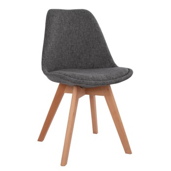 Chair Vegas with wooden legs and fabric Grey FK0033.50 48x55x82 cm