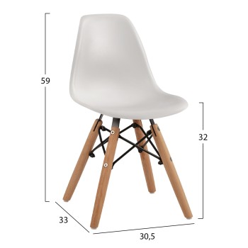 Chair Twist Kid FK8453.01 with wooden legs and seat PP white 31x34x55.5H