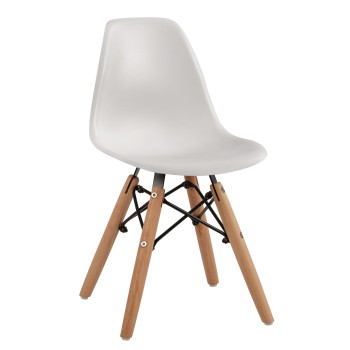 Chair Twist Kid FK8453.01 with wooden legs and seat PP white 31x34x55.5H