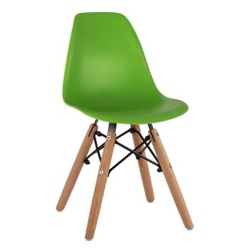 Chair Twist Kid FK8453.03 with wooden legs & green seat 30,5x33x59 cm