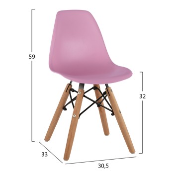 Chair Twist Kid FK8453.05 with wooden legs & seat Pink PP 30,5x33x59 cm