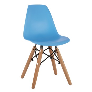 Chair Twist Kid FK8453.08 with wooden legs & seat Blue PP 30,5x33x59 cm