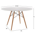 DINING TABLE ROUND MINIMAL FK8454.01 MDF IN WHITE COLOR-BEECH WOOD LEGS IN NATURAL Φ120Χ75Hcm.