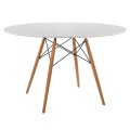 DINING TABLE ROUND MINIMAL FK8454.01 MDF IN WHITE COLOR-BEECH WOOD LEGS IN NATURAL Φ120Χ75Hcm.