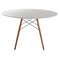 DINING TABLE ROUND MINIMAL FK8454.01 MDF IN WHITE COLOR-BEECH WOOD LEGS IN NATURAL Φ120Χ75Hcm.