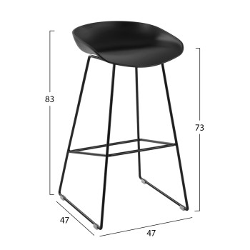 Stool Metallic FK8450.02 with seat PP Black 47x47x83cm Stool Metallic FK8450.02 with seat PP Black 47x47x83cm