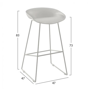 Stool FK8450.01 Metallic with seat PP White 47x47x83cm Stool FK8450.01 Metallic with seat PP White 47x47x83cm