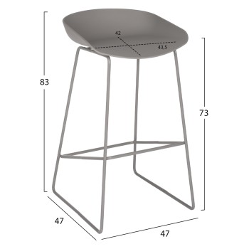 Metallic Stool FK8450.10 with grey seat PP 47x47x83cm Metallic Stool FK8450.10 with grey seat PP 47x47x83cm