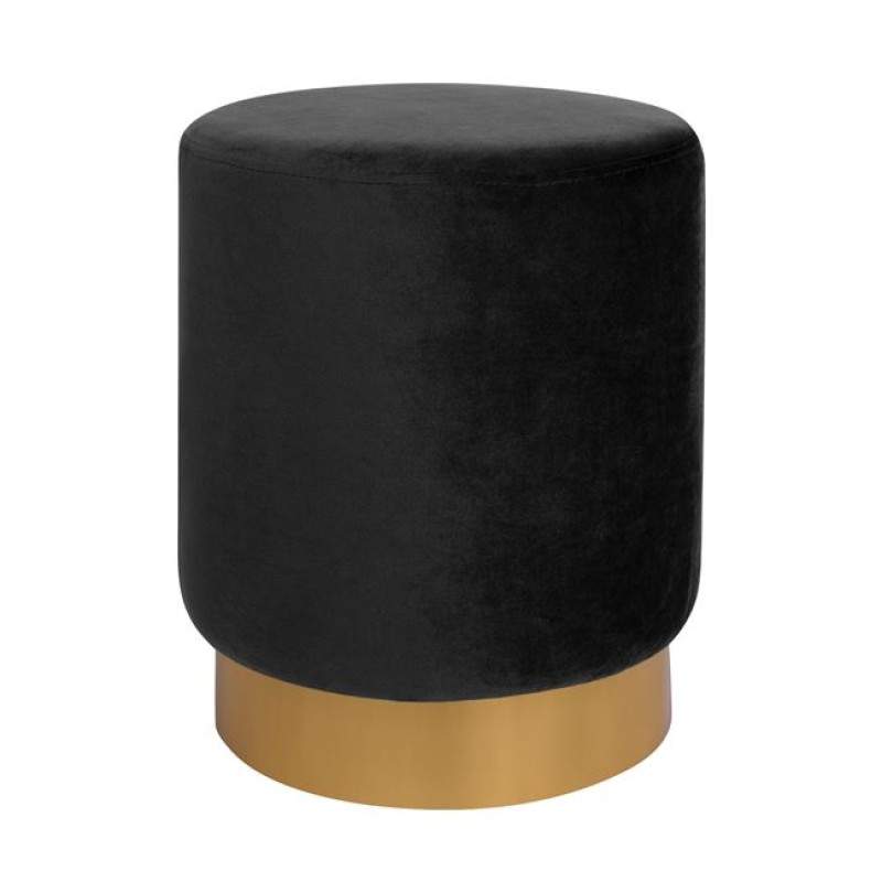 Stool Levy FK8408.04 Black Velvet with gold base D35x43 cm.