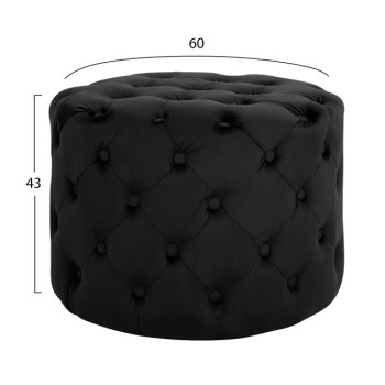 Stool Kassie FK8406.04 Black Velvet Chesterfield Type D60x43h cm Stool Kassie FK8406.04 Black Velvet Chesterfield Type D60x43h cm