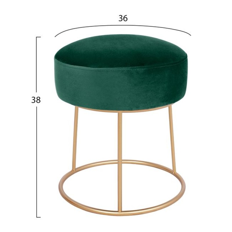 Stool Karlo FK8411.03 Cypress Green color Velvet with Gold Base ''36x38 h cm