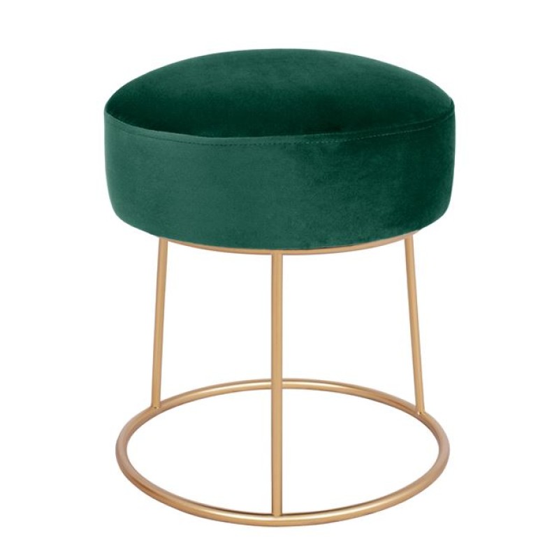 Stool Karlo FK8411.03 Cypress Green color Velvet with Gold Base ''36x38 h cm