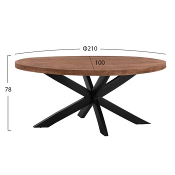 Dining Table Oval FK8483 Solid Mango Wood 210Χ100Χ78