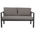 OUTDOOR 2-SEATER SOFA SAFIYA FK5523.02 ALUMINUM IN ANTHRACITE--GREY CUSHIONS 144x70x85Hcm. OUTDOOR 2-SEATER SOFA SAFIYA FK5523.02 ALUMINUM IN ANTHRACITE--GREY CUSHIONS 144x70x85Hcm.