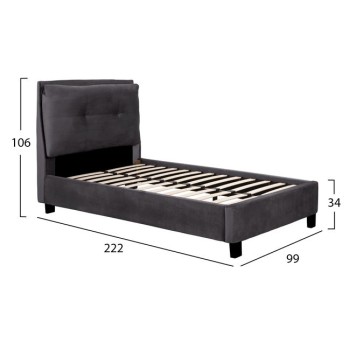 Bed Riley FK561.01, 90x200cm, with fabric velvet Grey Bed Riley FK561.01, 90x200cm, with fabric velvet Grey