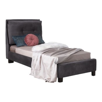Bed Riley FK561.01, 90x200cm, with fabric velvet Grey