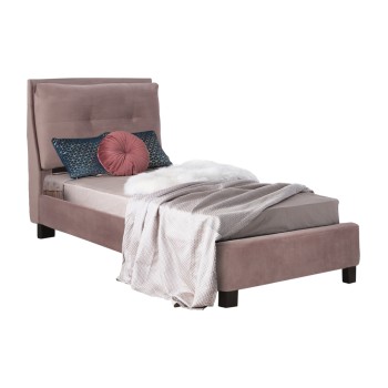 Bed Riley FK561.02 90x200cm, velvet fabric dusty pink color
