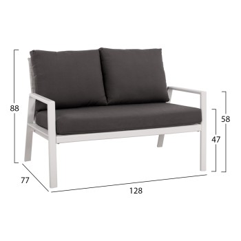 2 Seater Sofa Aluminum FK5561.01 White with pillows 2 Seater Sofa Aluminum FK5561.01 White with pillows