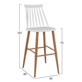 Bar Stool FK8459.01 Vanessa in white color 43x49x107 εκ. Bar Stool FK8459.01 Vanessa in white color 43x49x107 εκ.