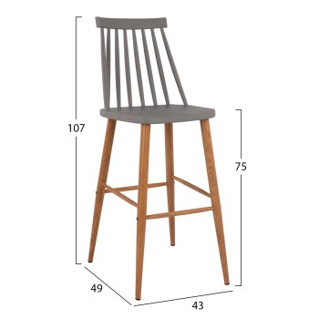 Bar Stool FK8459.10 Vanessa in grey color 43x49x107 cm Bar Stool FK8459.10 Vanessa in grey color 43x49x107 cm