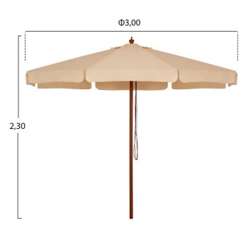 Professional umbrella 3m with wooden frame FK6020 Beige Professional umbrella 3m with wooden frame FK6020 Beige