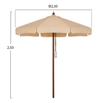 Professional Umbrella 2.30m with wooden frame FK6021 Beige Professional Umbrella 2.30m with wooden frame FK6021 Beige