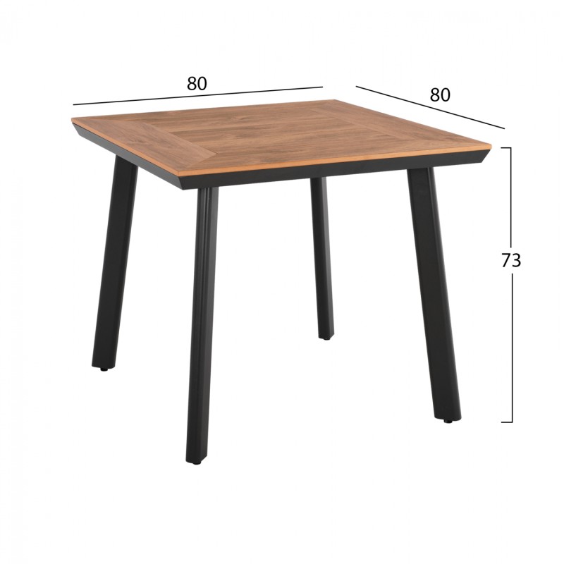 ALUMINUM DINING TABLE SQUARE TABER FK5563.02 DARK GREY WITH POLYWOOD TOP 80x80x73Hcm. ALUMINUM DINING TABLE SQUARE TABER FK5563.02 DARK GREY WITH POLYWOOD TOP 80x80x73Hcm.