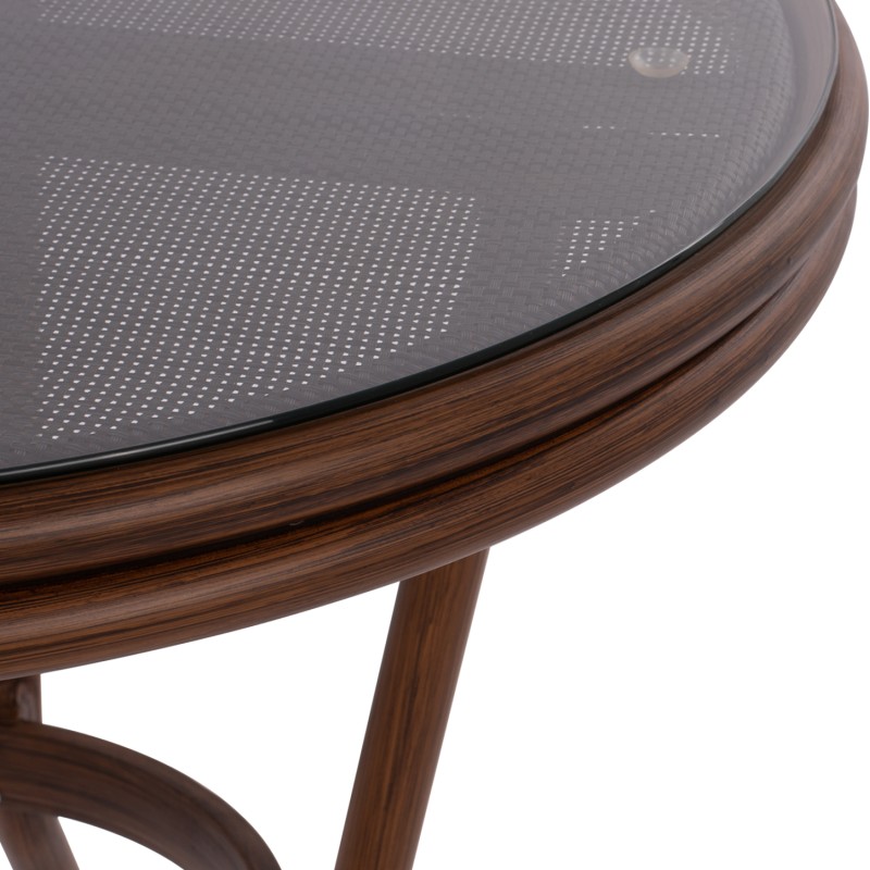 Aluminum Table '70x70 cm. Bamboo Look FK5532.03 Brown with Glass Aluminum Table '70x70 cm. Bamboo Look FK5532.03 Brown with Glass