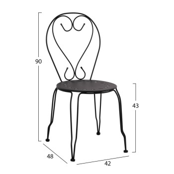 Chair Metallic Amore Black 42x48x90 cm. FK5007.11