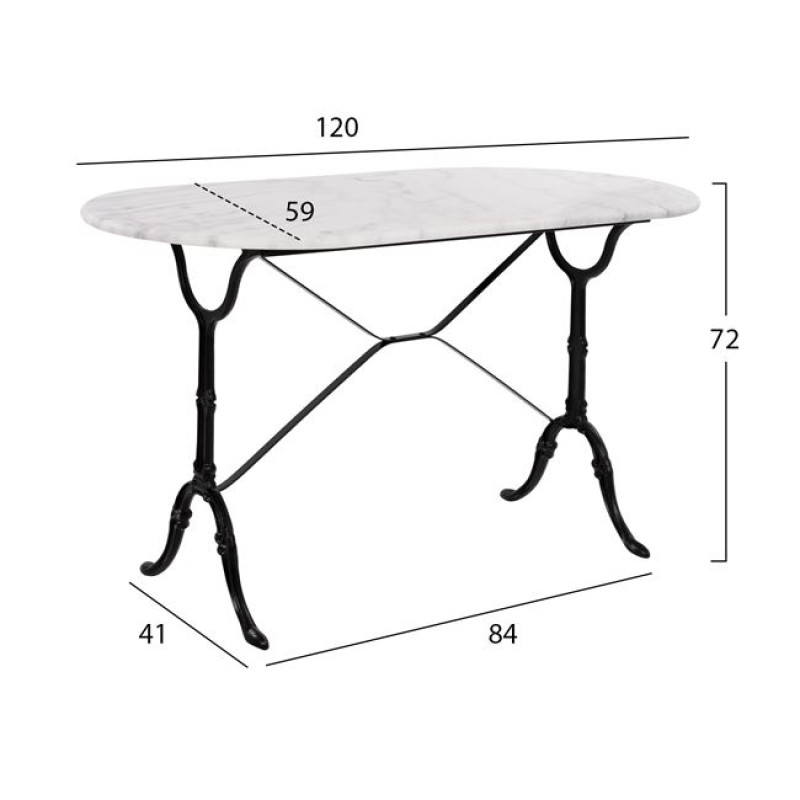 Table with base from cast iron FK440 with marble oval 120x59x72 Table with base from cast iron FK440 with marble oval 120x59x72