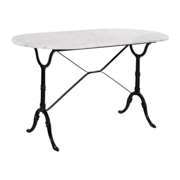 Table with base from cast iron FK440 with marble oval 120x59x72